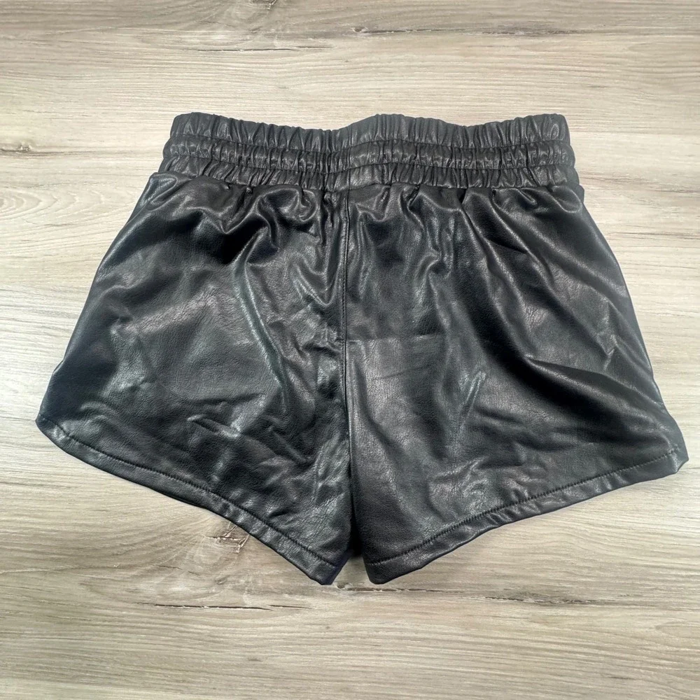 Sincerely Jules Black Faux Leather High Waisted Drawstring Shorts‎ XS Aesthetic